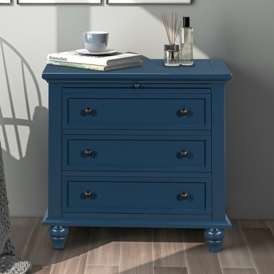 U_STYLE 3-Drawer Storage Cabinet, End Table with Pull-Out Tr