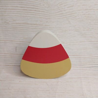 NEW! Candy Corn Wood Block Sign Halloween Decor Fall Autumn Thanksgiving 