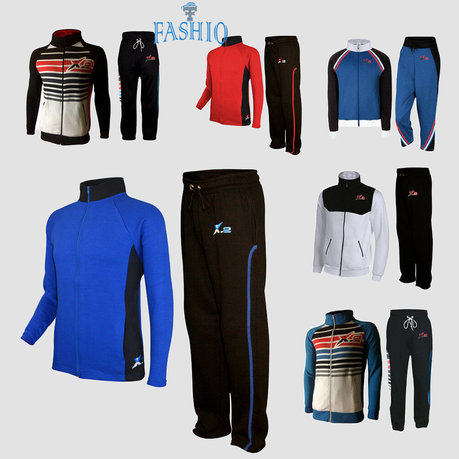 Men's Athletic Full Zip Fleece Gym Tracksuit Activewear