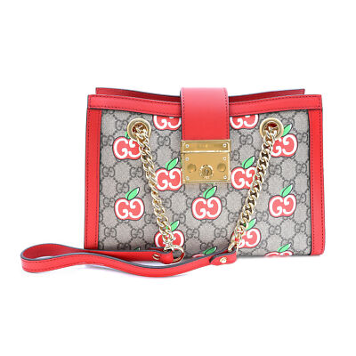 ショルダーバッグ・ポシェット GUCCI GG SUPREME PADLOCK 779774 KLQIG 8575 Gucci Padlock GG Supreme Red Apple Canvas Small Shoulder