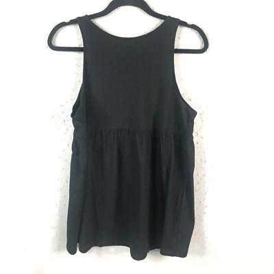 Old Navy Maternity Top Womens Large Black Tank Baby Doll Casual Cotton NEW