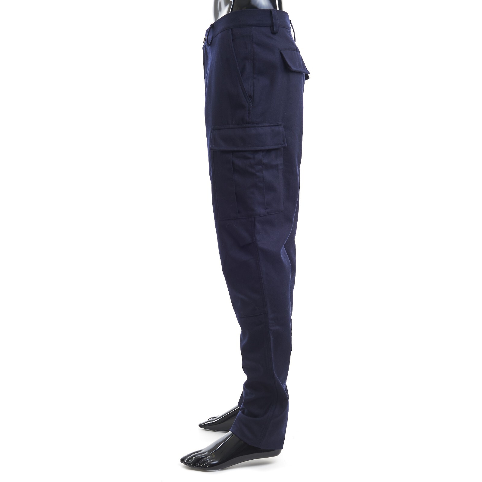 Pre-owned Brunello Cucinelli 1595$ Virgin Wool Flannel Relaxed Fit Trousers With Cargo Poc In Blue