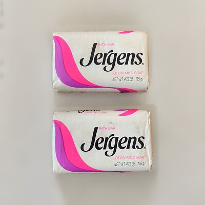 2 Vtg Jergens Bath Bar Lotion Mild Soap Unopened 4.75 Oz Advertising Collectible