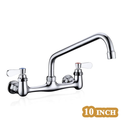 Kitchen Faucet Wall Mount Commercial Sink Faucet  Dual Handle Mixer Swivel Spout