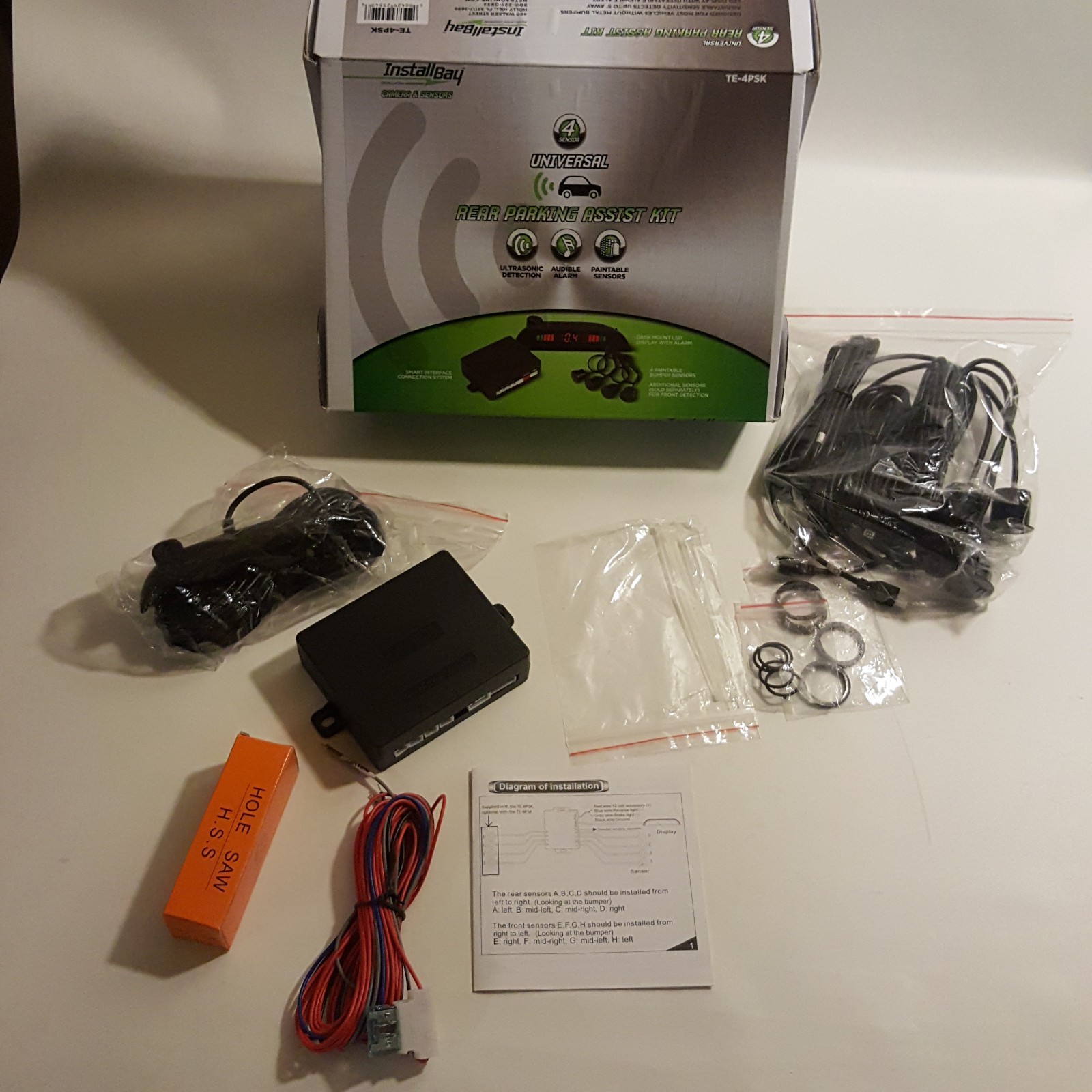 Install Bay TE-4PSK Universal Rear Parking Assist Kit 4 Sensor Camera & Sensors