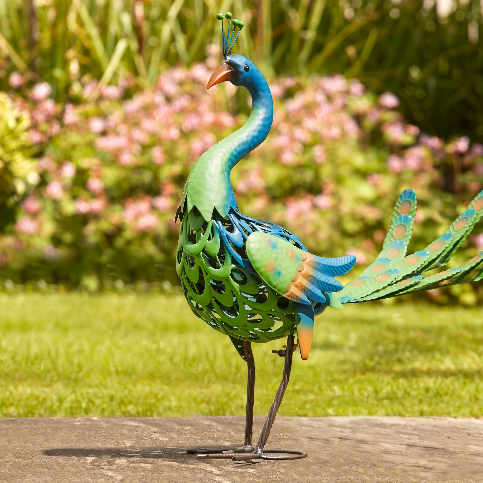 Garden Gear Metal Outdoor Peacock Animal Ornament 58cm Bird Sculpture