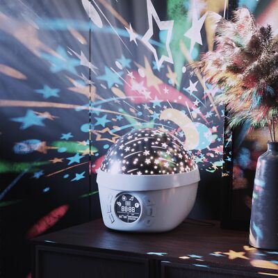 Kids Alarm Clock Moon Star Projector Night Light Alarm Clock for Kids Bedroom