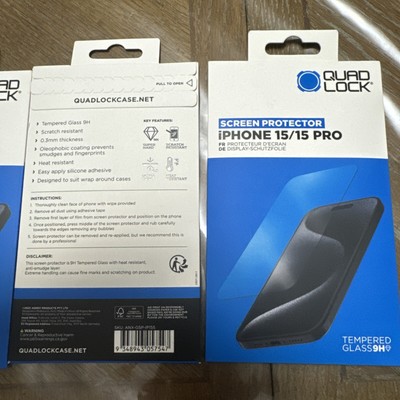 !!! SALE!!! Quad lock tempered glass screen protector iPhone 15 pro C/U.