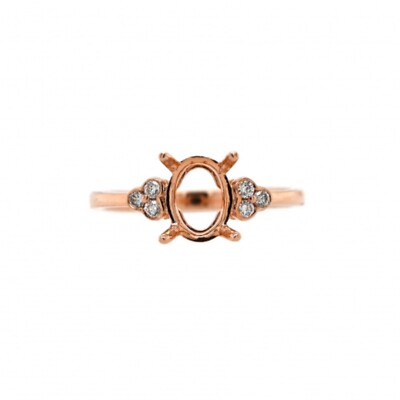Ring Semi Mount Oval 8x6mm In 14k Rose Gold With Diamond Accents (44280)