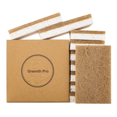 10 Pack Nature Dish Sponge - Natural Kitchen Sponge - Coconut Fiber and Wood ...