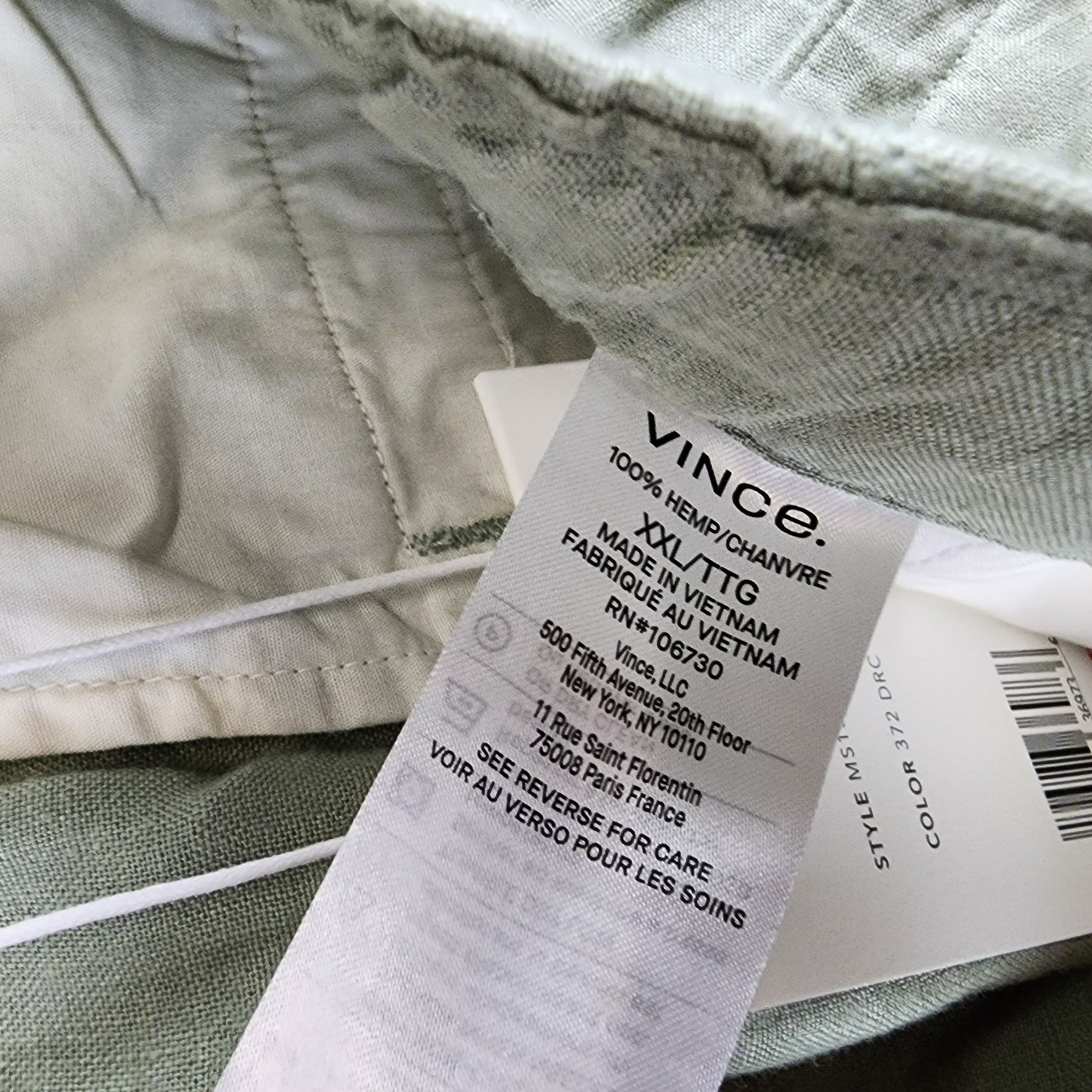 Vince Lightweight Hemp Shorts Men's XXL Dried Cactus Drawstring Button Zipped - Picture 12 of 17