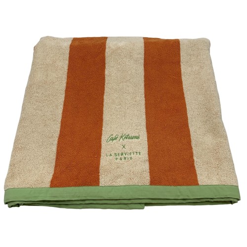 Café Kitsuné STRIPED BEACH CUSHION Authentic Maison Kitsune Unuse Towel Orange Cotton #36634888
