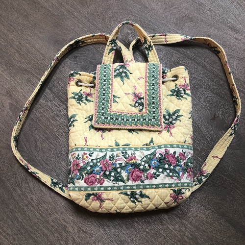 Vera Bradley HOPE Yellow Green Floral Pink Ribbons   Retired
