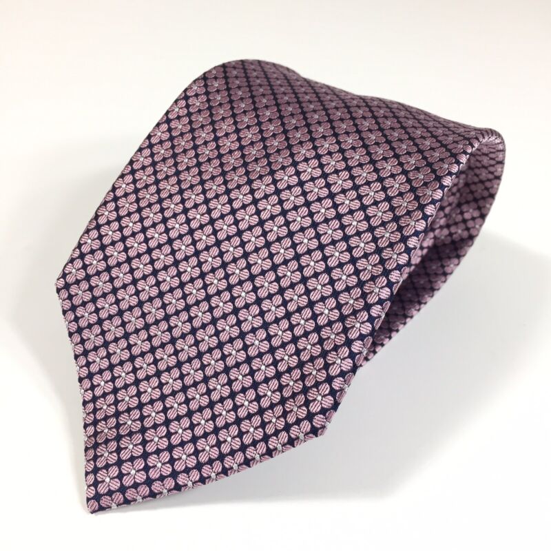 Jos A Bank Necktie 100% Silk Pink Blue Floral
