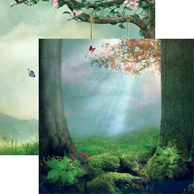 Butterfly Bliss - Enchanted Forest - 12X12 Scrapbook Paper - 5 sheets
