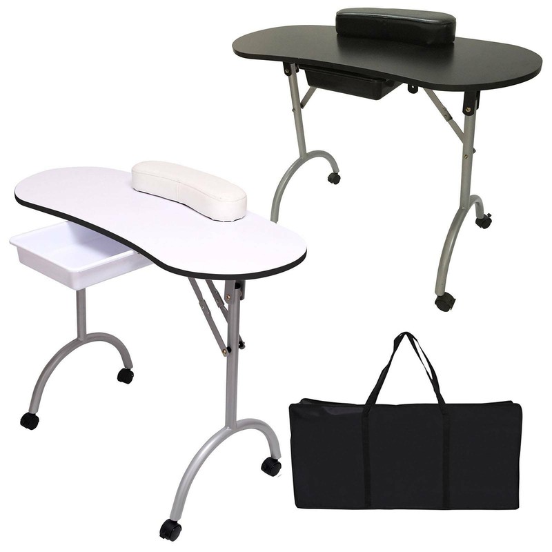 Foldable Portable Mobile Manicure Nail Table Beauty Salon Technician