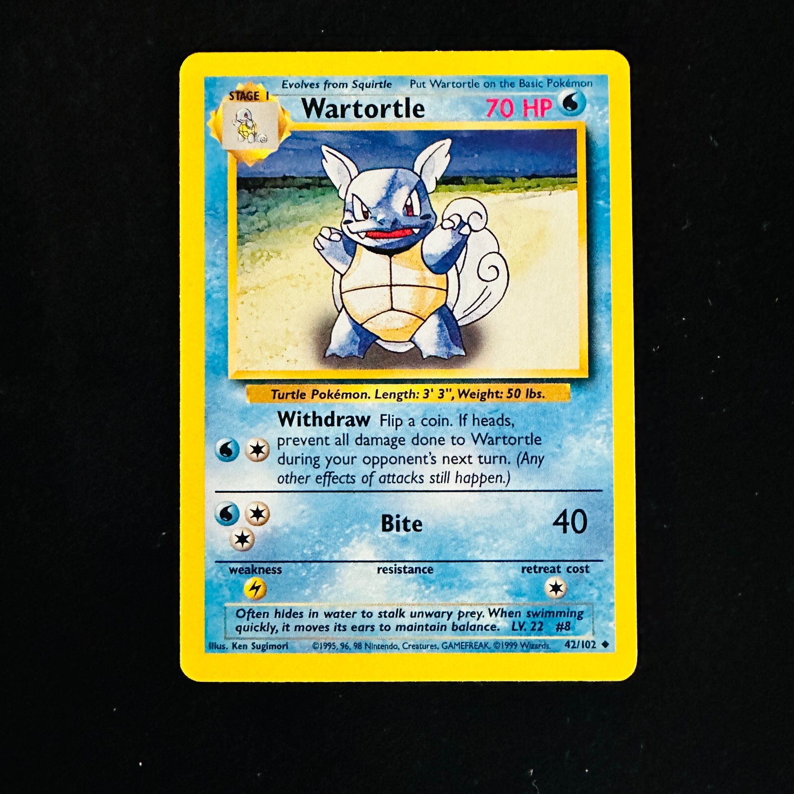 Rare Wartortle 70 HP 42/102 Lv22 #8 Pokemon Card Uncommon