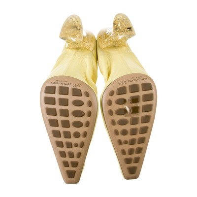 Pre-owned Bottega Veneta Glitter Heel Leather Pumps In Yellow