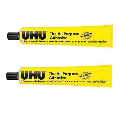 2 x UHU All Purpose Glue 125ml Jumbo Size Tubes Extra Strong Clear Adhesive