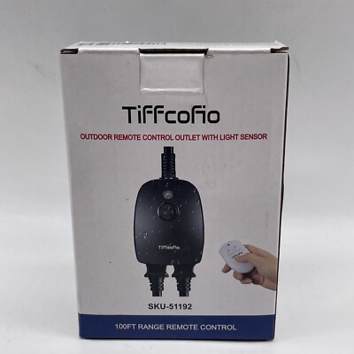 Tiffcofio Outdoor Remote Control Outlet with Light Sensor.