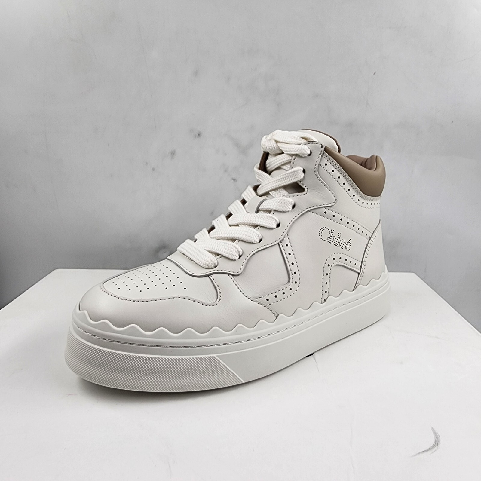 Chloé Lauren High Top Sneakers Women's 35/5 US Light Nude Lace Up Closure - Picture 10 of 17