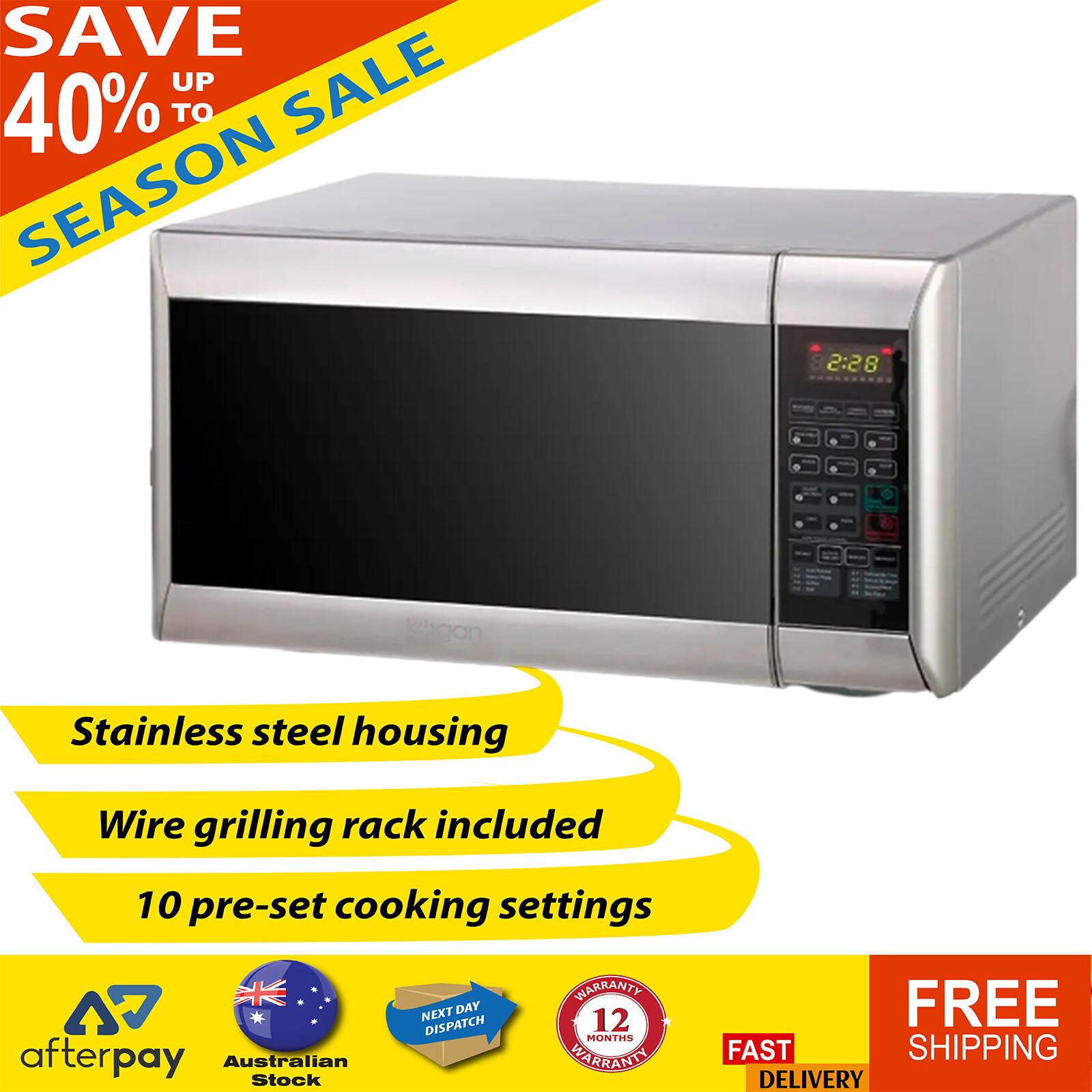 Kogan Convection Microwave Oven With Grill 32l 1000w Stainless Steel