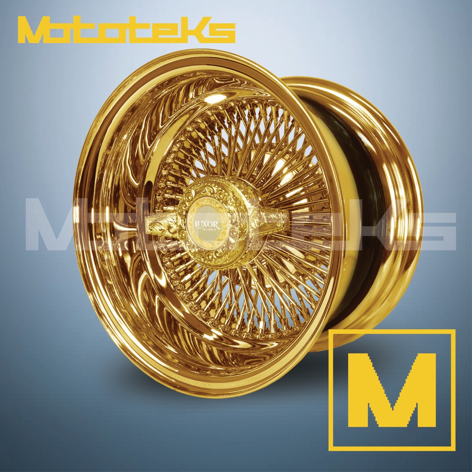 13X5.5 LUXOR WIRE WHEELS 100 STRAIGHT REV 24k ALL GOLD 13X5.5 LUXOR WIRE WHEELS 100 STRAIGHT REV 24k ALL GOLD