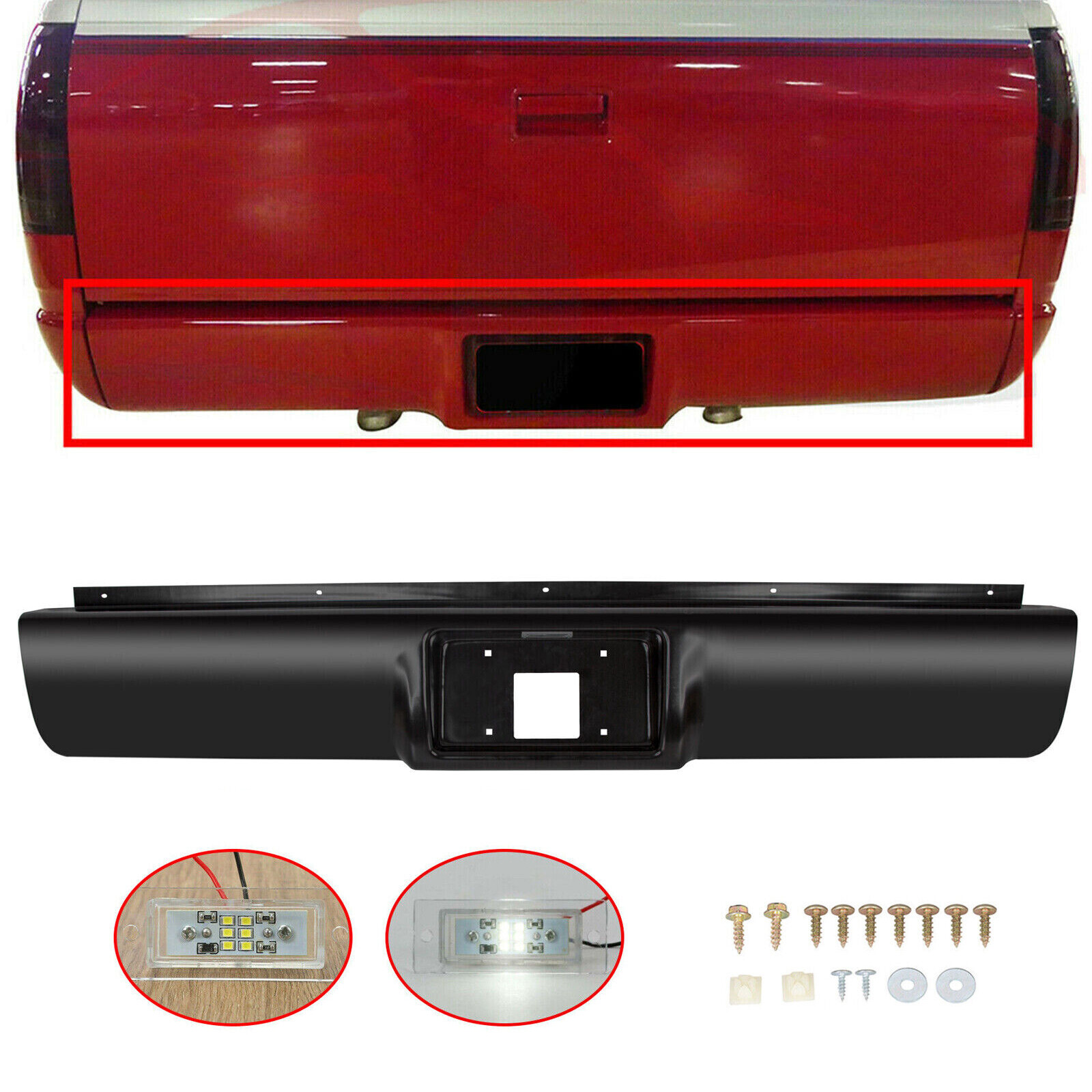 Rear Bumper Roll Pan w/ Light For 88-98 Chevy Silverado Rear Bumper Roll Pan w/ Light For 88-98 Chevy Silverado