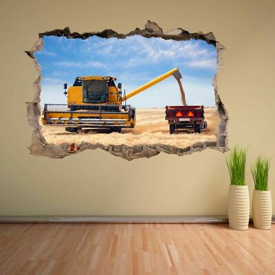 Combine Harvester Farm Machinery Crops Field 3D Wall Sticker Mural Decal CR24