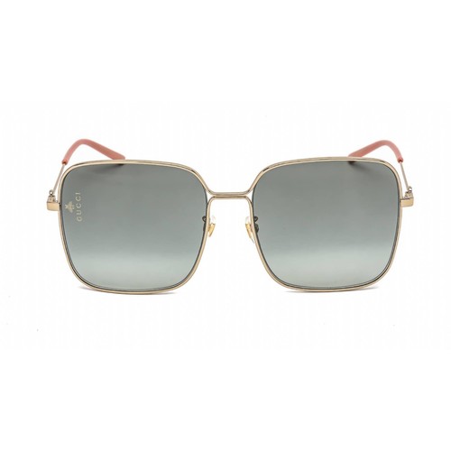 Pre-owned Gucci Unisex Sunglasses Gold Square Metal Full Rim Frame Grey Lens Gg0443s 001 In Grey Gradient