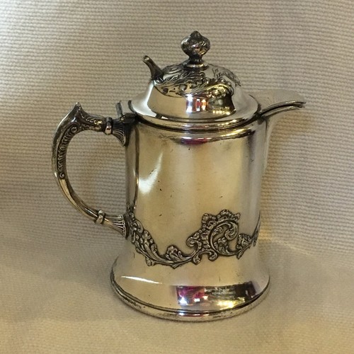 ANTIQUE SILVER PLATE SYRUP PITCHER  ~ BRISTOL PLATE ~ HEAVY FLOURISH PATTERN