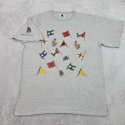 Harbour Island Shirt Men Large Grey Kingstree Classic Captain Flag Anchor Sailor