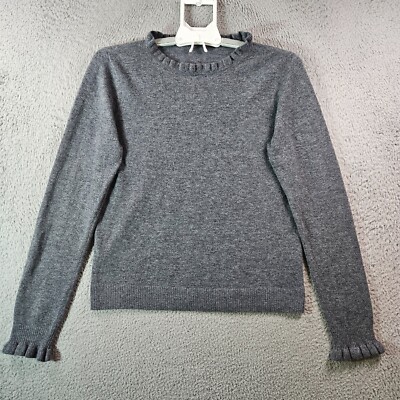 Sundance Cashmere Wool Blend Sweater Women Small Ruffle Neck Gray