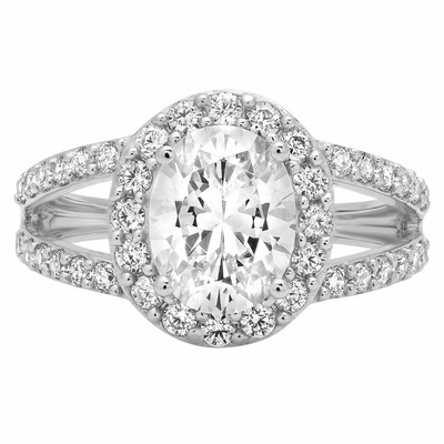 Pre-owned Pucci 2.24 Ct Oval Cut Halo Solitaire Engagement Bridal Wedding Ring 14k White Gold In White/colorless