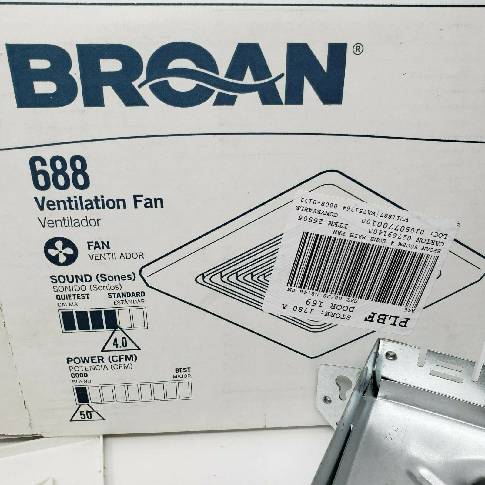 NEW Broan Ventilation Fan Economy Model  #688 50 CFM 4.0 Sones