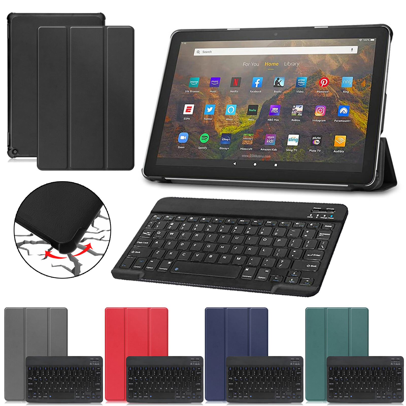 US For Amazon Fire 7/HD 8/HD 10/10 Plus Tablet Keyboard Slim