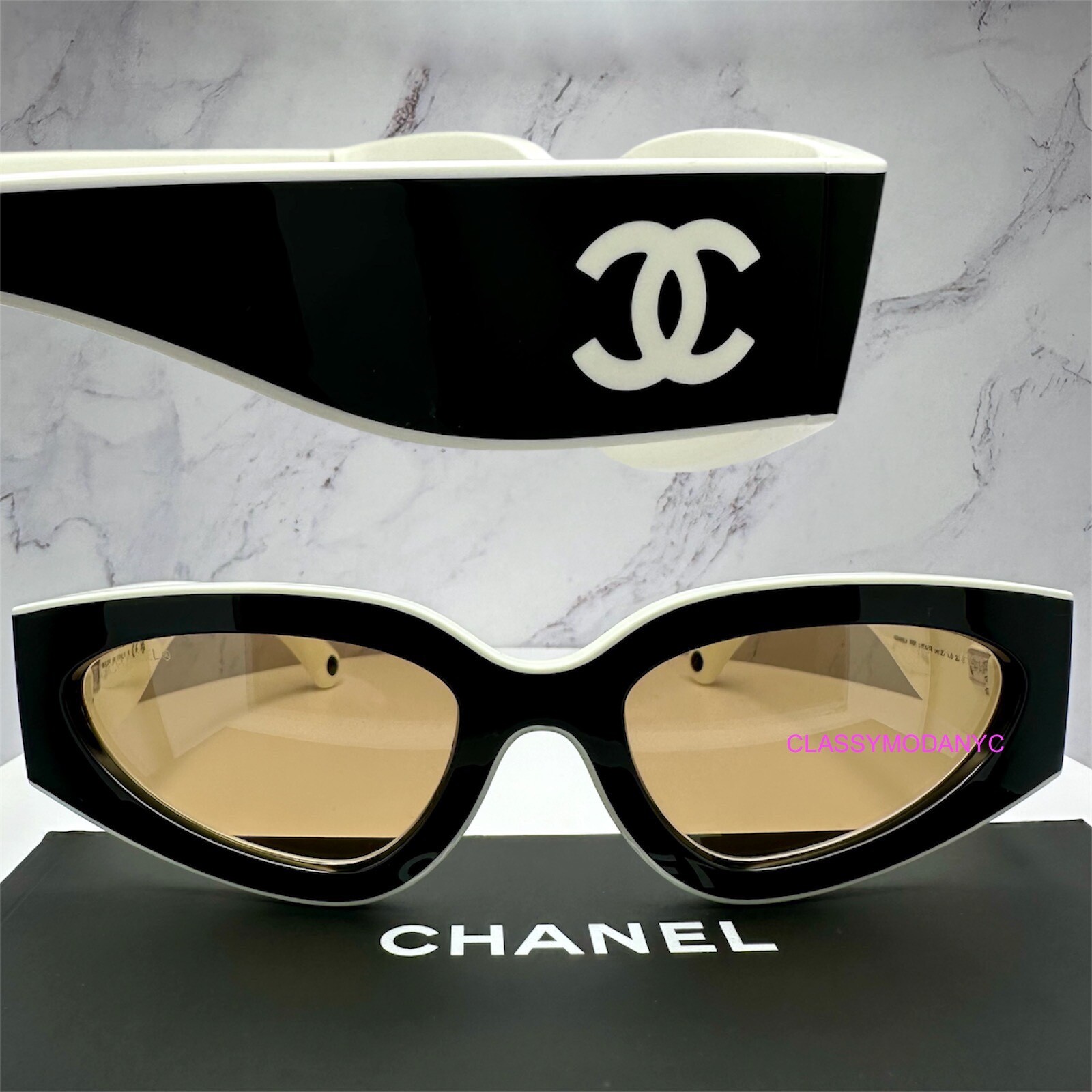 CHANEL ブラック キャットアイサングラスCH0754 CHANEL Sunglasses: Cat Eye Sunglasses, acetate & chain