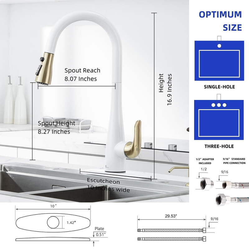 HGHGK Touch on Kitchen Faucet with Soap Dispenser and Pull down Sprayer - Sin...