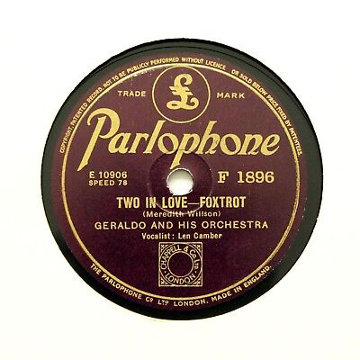 GERALDO & HIS ORCHESTRA "Two In Love" 1942 (E+) PARLOPHONE F-1896 [78 RPM]