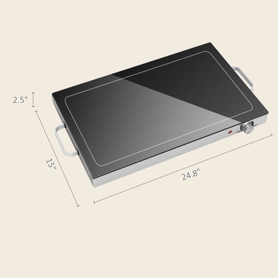HOMCOM Electric Warming Tray with Adjustable Temperature for Parties Black