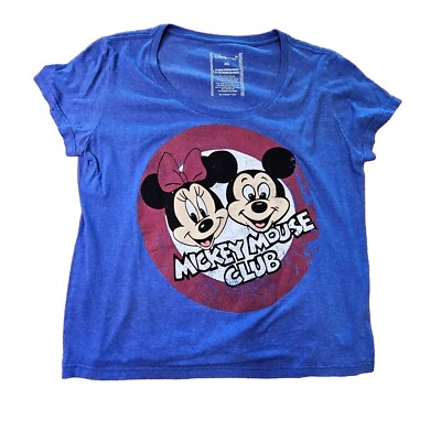 Disney Store Mickey Mouse Club Womens 2XL Blue Graphic Minnie XXL SS N6a