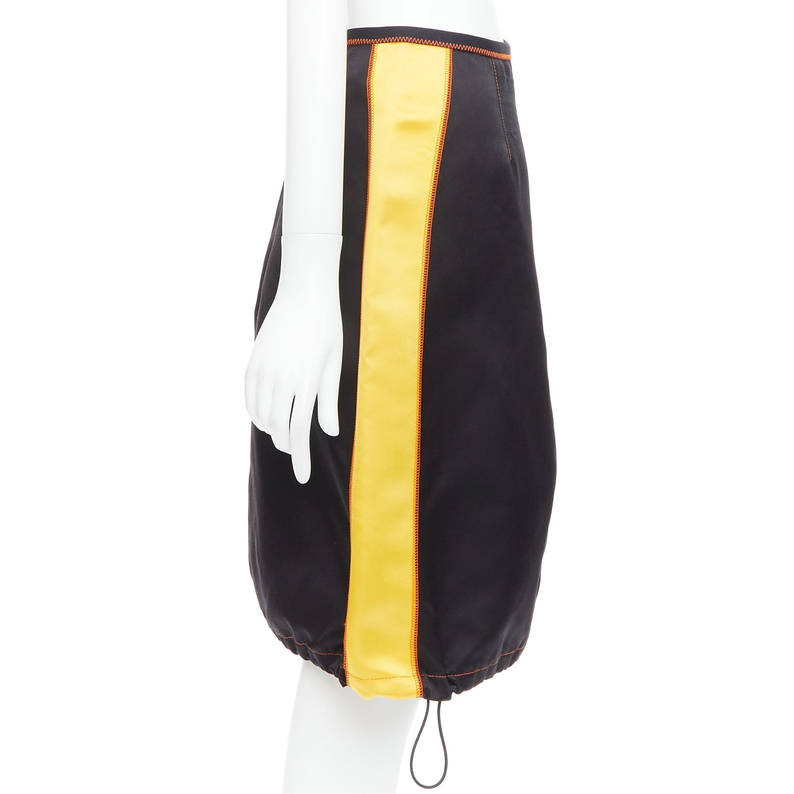 PRADA 2016 100% silk black yellow colorblocked drawstring
