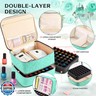 DreamGenius Nail Polish Organizer Case Holds 42 Bottles, Portable Double-Layer Nail Polish Storage Bag with Adjustable Dividers for Manicure Tools, Green