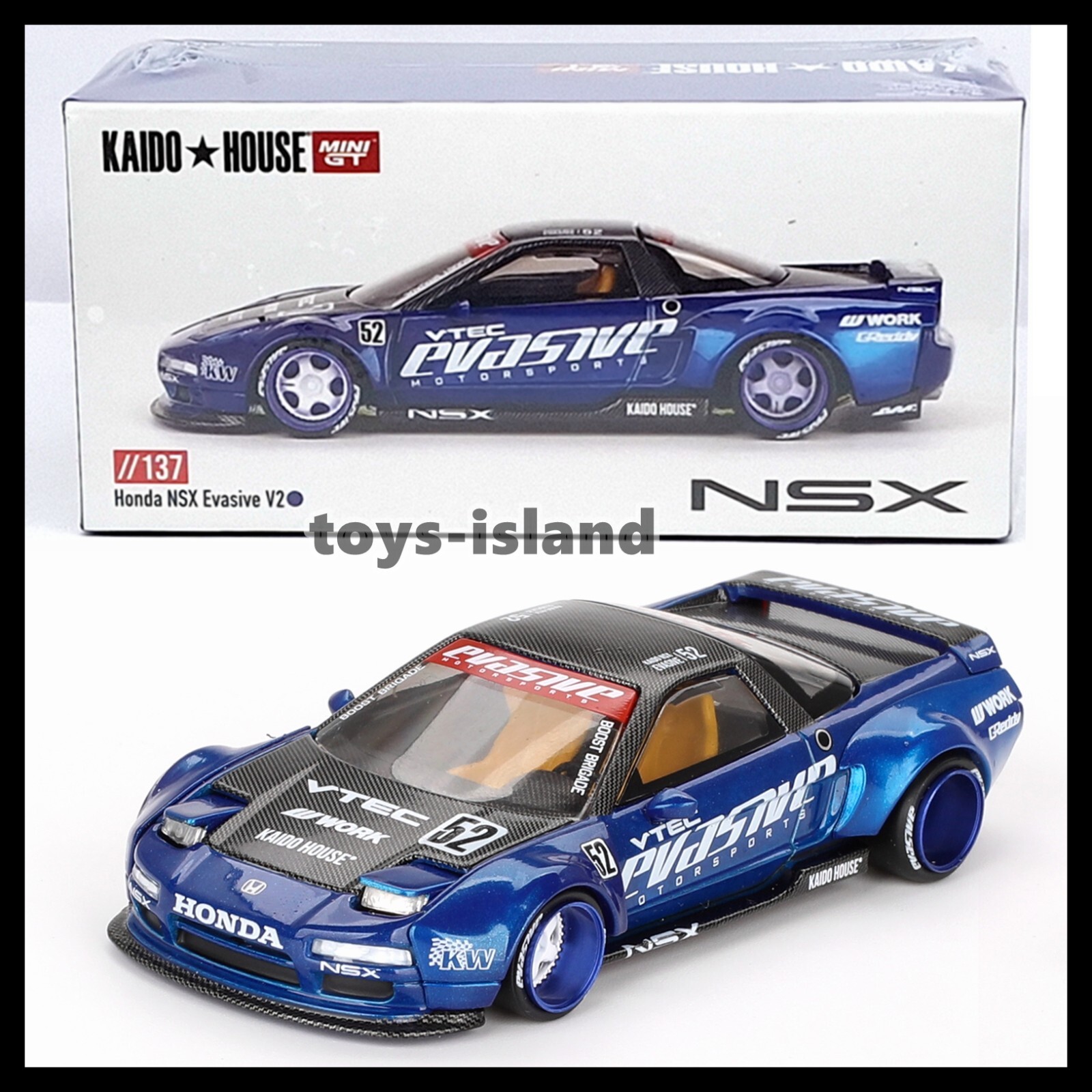 MINI GT x KAIDO HOUSE 137 Honda NSX Evasive V2 1/64 New MINI GT x KAIDO HOUSE 137 Honda NSX Evasive V2 1/64 New