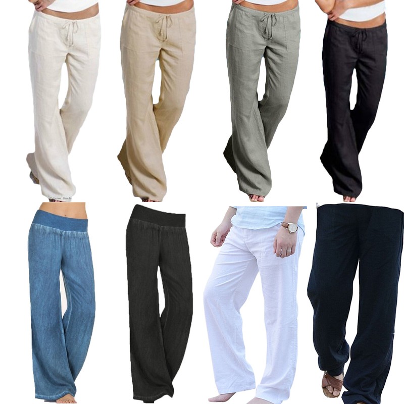 Damen Herren Sommer Strand Hosen Pump Aladin Baggy Pluder Chino Lang Herrenhose