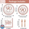 50 Guests 90th Birthday Plates Napkins 90th Birthday Decorations for Women Rose Gold Party Supplies 90 Year Old Birthday Decorations Disposable Paper Tableware Cheers to 90 Years Dinnerware 200PCS