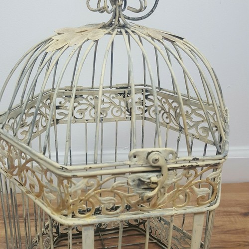 Beautiful Vintage Distressed White  Bird Cage 18