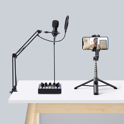 Complete Home Studio Recording Kit - Mixer, Condenser Mic for Music/Podcast New
