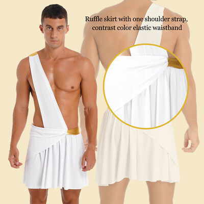Adult Men Grecian Toga One-Shoulder Strap Harness Skirts for Halloween Costume