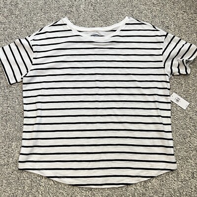 NWT Old Navy T-Shirt Women's Small Easy T Black Striped Short Sleeve